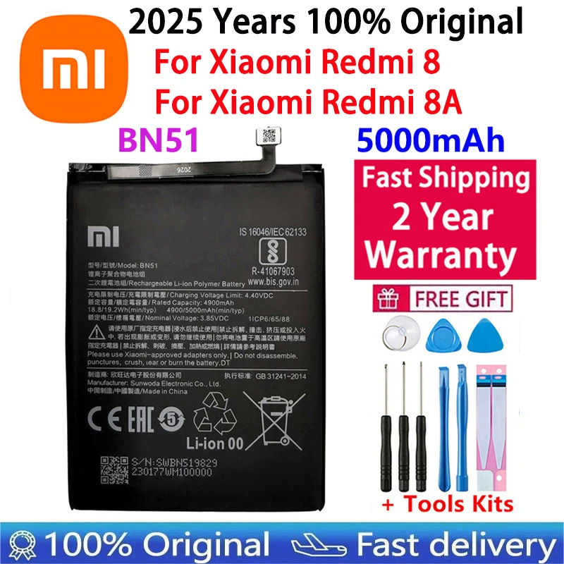 2025 Years New 100% Original Battery BN51 For Xiaomi Redmi 8 / 8A Redmi8 Redmi8A 5000mAh Phone Batteries Bateria Fast Shipping
2025 Years New 100% Original Battery BN51 For Xiaomi Redmi 8 / 8A Redmi8 Redmi8A 5000mAh Phone Batteries Bateria Fast Shipping