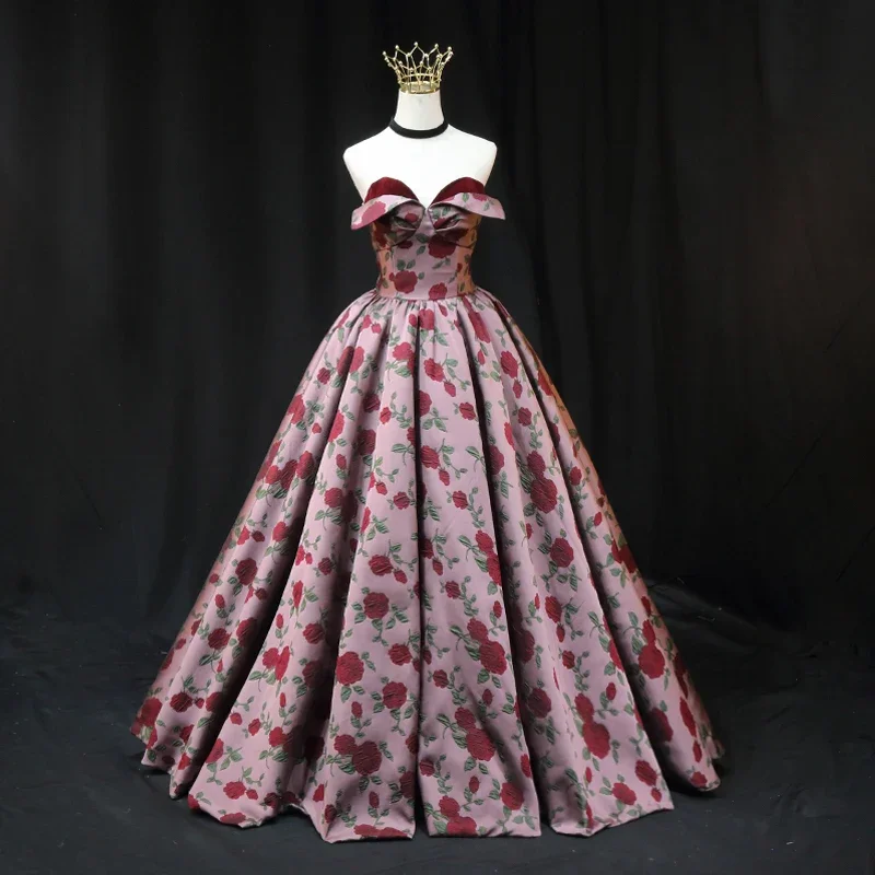 Customized Evening Dress Pink Burgundy Floral Strapless A-line Floor Length Lace up Plus size Women Party Formal Gown B2150
Customized Evening Dress Pink Burgundy Floral Strapless A-line Floor Length Lace up Plus size Women Party Formal Gown B2150
