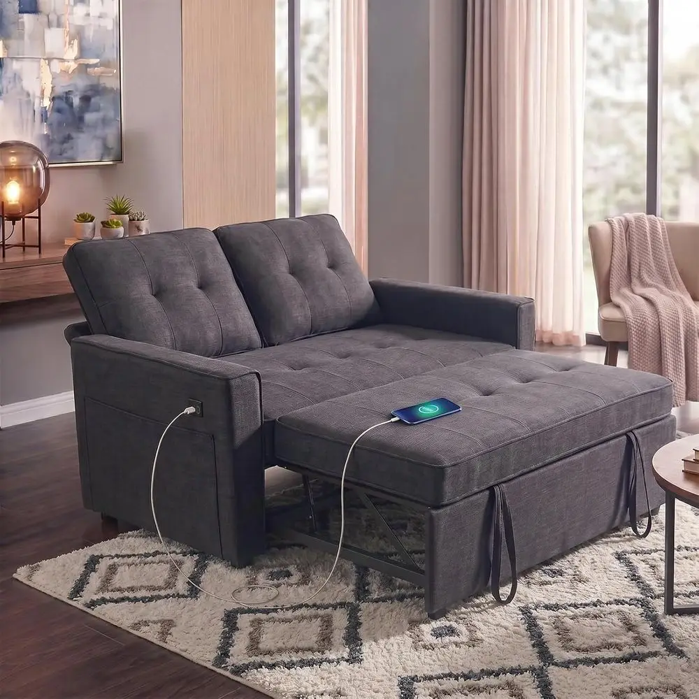 Convertible Sofa Bed, 53 Loveseat Sleeper with USB & Storage, Reclining Backrest, Ideal for Small Spaces, Living Room (Gray)
Convertible Sofa Bed, 53 Loveseat Sleeper with USB & Storage, Reclining Backrest, Ideal for Small Spaces, Living Room (Gray)