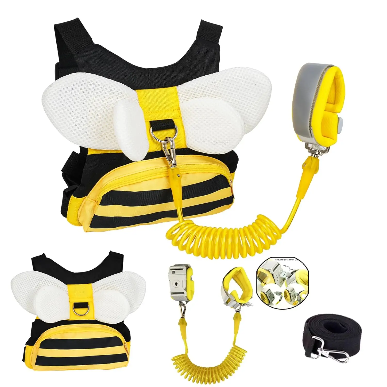 3-in-1 Toddler Harness with Anti-Lost Wrist Link, Adjustable Safety Leash Backpack, Bee Design, for Outdoor Travel, Boys & Girls
3-in-1 Toddler Harness with Anti-Lost Wrist Link, Adjustable Safety Leash Backpack, Bee Design, for Outdoor Travel, Boys & Girls