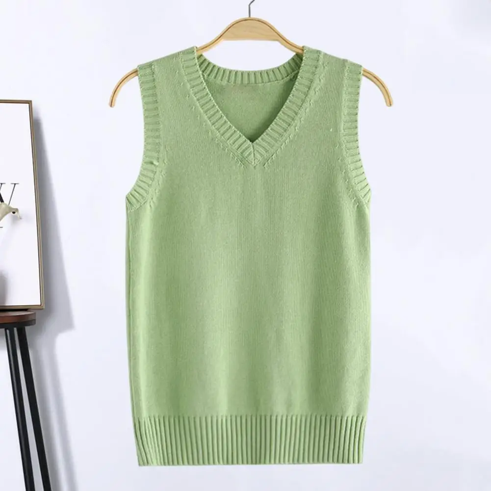 Solid Color Vest Tops Women's V-neck Knitting Vest Sleeveless Ribbed Trim Solid Color Knitwear for Autumn Winter Loose Fit Top
Solid Color Vest Tops Women's V-neck Knitting Vest Sleeveless Ribbed Trim Solid Color Knitwear for Autumn Winter Loose Fit Top
