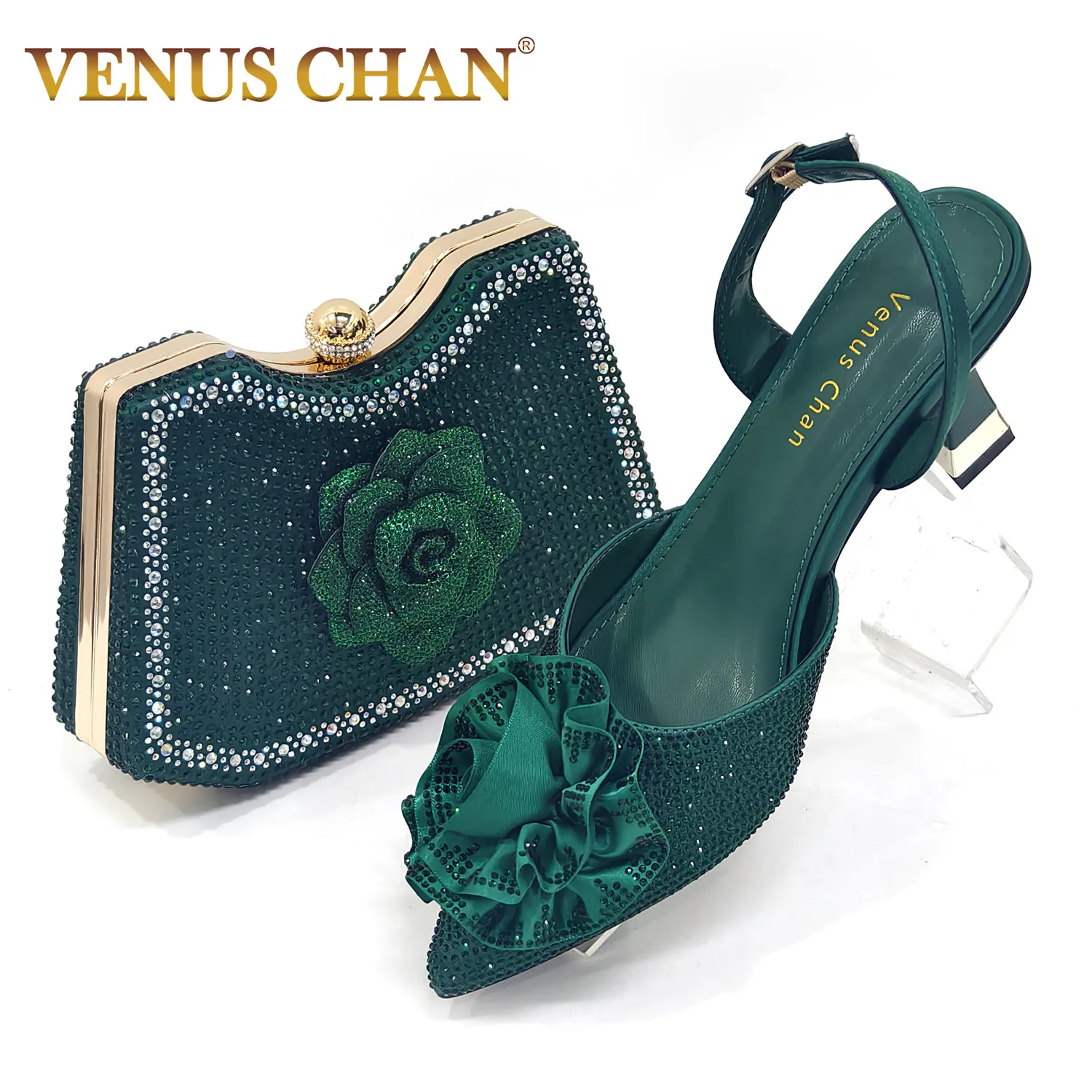 Venus Chan 2025 Elegant Shiny Green Handbag & Medium Heel Shoe Set with Exquisite Handmade Floral Accents for Weddings & Parties
Venus Chan 2025 Elegant Shiny Green Handbag & Medium Heel Shoe Set with Exquisite Handmade Floral Accents for Weddings & Parties