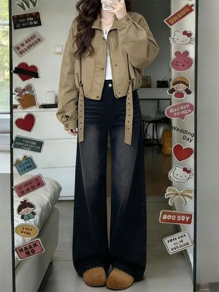 plus Size Women's High Waist Straight Leg Jeans Dark Grey Black Wide Leg Denim Pants Slimming Trousers for Pear Shaped Body
plus Size Women's High Waist Straight Leg Jeans Dark Grey Black Wide Leg Denim Pants Slimming Trousers for Pear Shaped Body