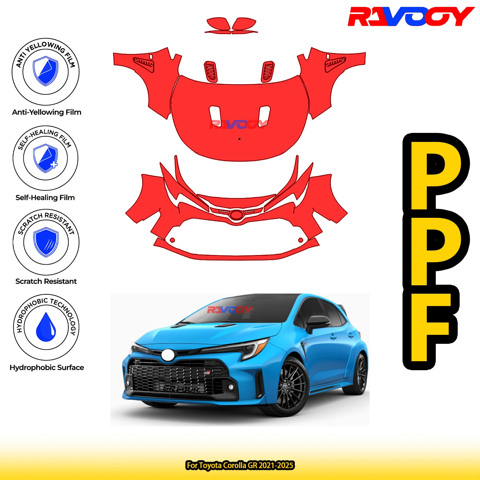 For Toyota Corolla GR 2021-2025 Glossy Matte Black Precut front PPF Kit Paint Protection Film
For Toyota Corolla GR 2021-2025 Glossy Matte Black Precut front PPF Kit Paint Protection Film