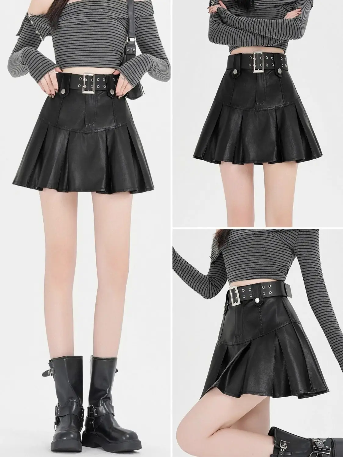 Vintage Black Leather Skirt Punk Women Sexy Pleated Grunge Retro Mini Skirt Y2k Gothic Streetwear A-line Ladies Skirts
Vintage Black Leather Skirt Punk Women Sexy Pleated Grunge Retro Mini Skirt Y2k Gothic Streetwear A-line Ladies Skirts