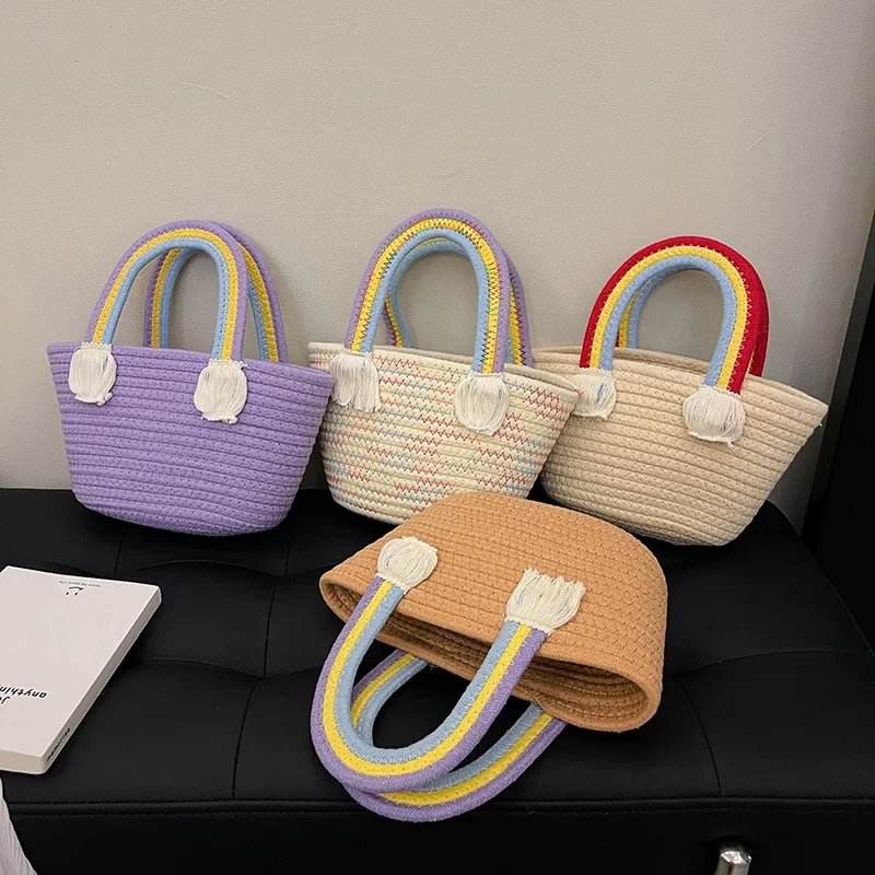 2025 New! Women's Handmade Cotton Thread Rainbow Straw Bag | Cute Design | Handheld | Beach Vacation Essential
2025 New! Women's Handmade Cotton Thread Rainbow Straw Bag | Cute Design | Handheld | Beach Vacation Essential