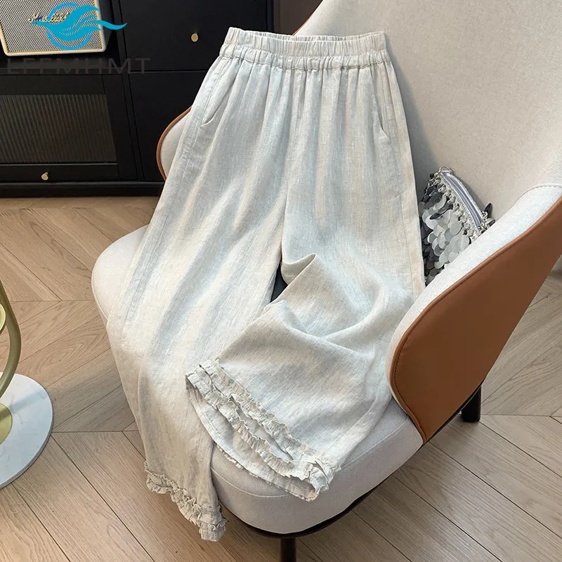Summer Fashion Casual Pants for Women Good Quality Cotton Linen Fabric Thin Breathable Elastic Waist Wide Leg Loose Trouser
Summer Fashion Casual Pants for Women Good Quality Cotton Linen Fabric Thin Breathable Elastic Waist Wide Leg Loose Trouser