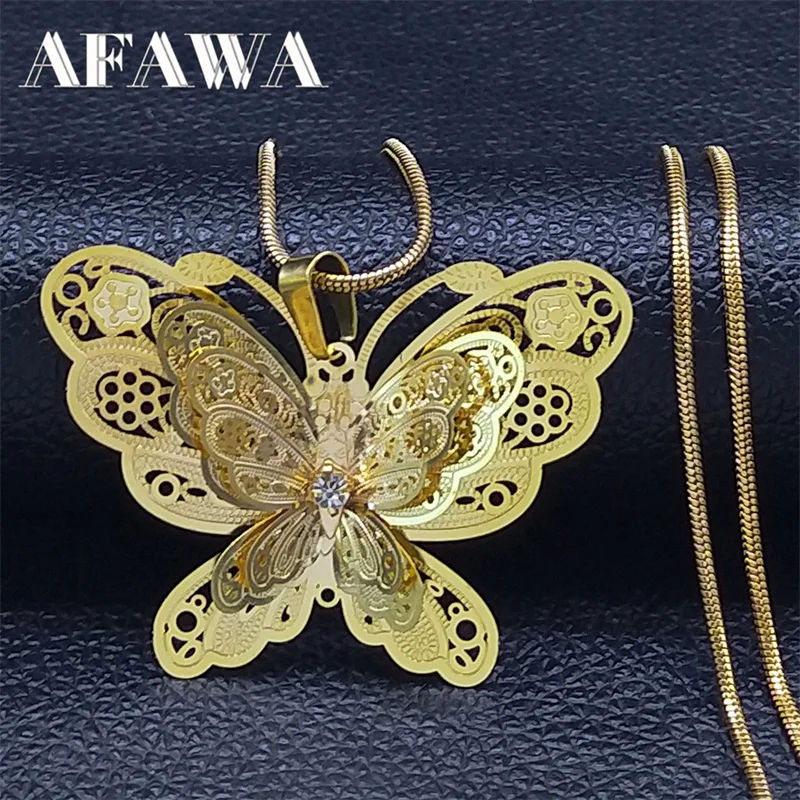 Fashion Butterfly Filigree 3D Hollow Copper Pendant Necklace Stainless Steel Chain Necklaces Jewelry Gift collier femme N4154S01
Fashion Butterfly Filigree 3D Hollow Copper Pendant Necklace Stainless Steel Chain Necklaces Jewelry Gift collier femme N4154S01