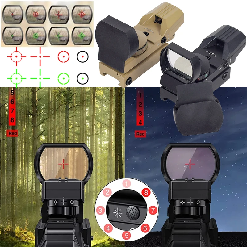 Tactical Airsoft Hunting Optics Red Green Projected Dot Sight Reflex 4 Reticle Scope Collimator Sight Metal For AR15 20mm Rail
Tactical Airsoft Hunting Optics Red Green Projected Dot Sight Reflex 4 Reticle Scope Collimator Sight Metal For AR15 20mm Rail