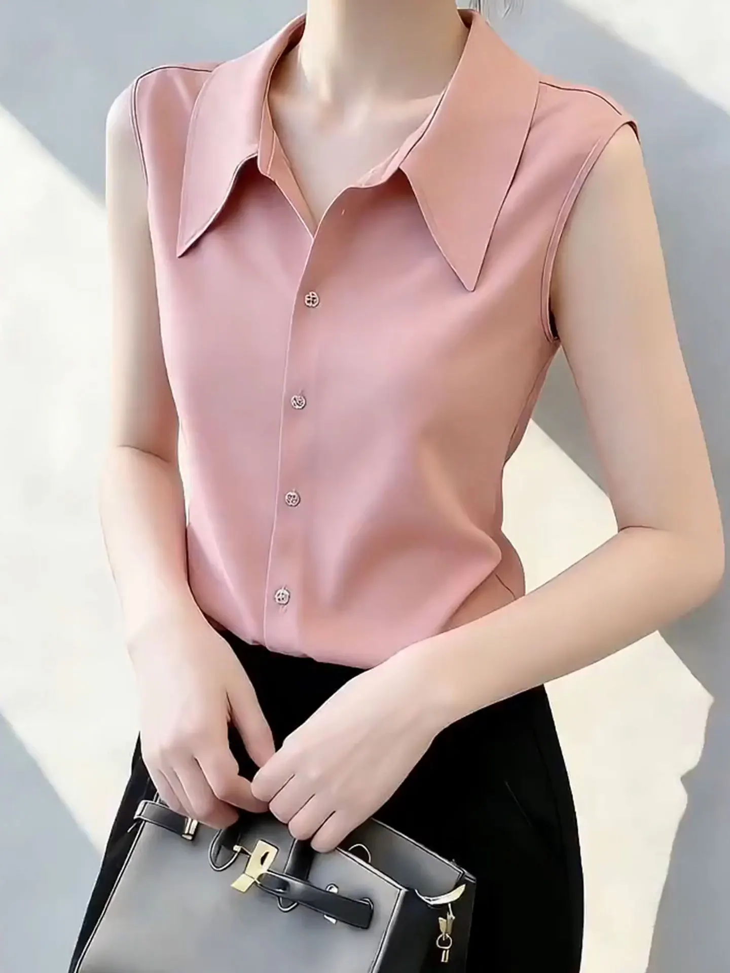 Ele Pure Color Ne Svel irt Versatile Layering Spring Faion High-End Brand Women's Silk Top Commute Sle
Ele Pure Color Ne Svel irt Versatile Layering Spring Faion High-End Brand Women's Silk Top Commute Sle