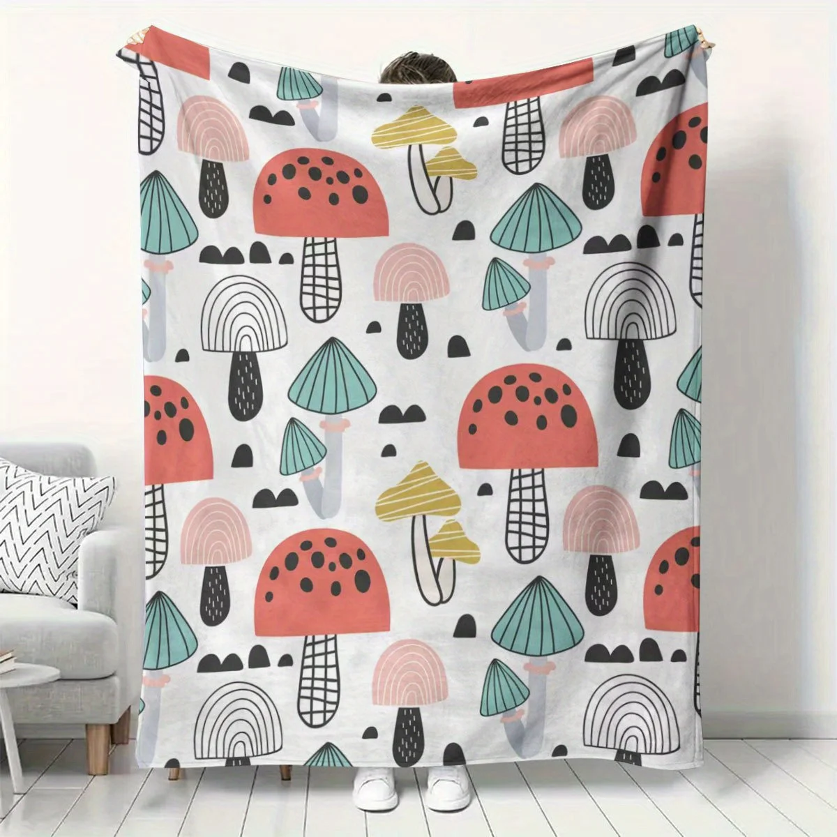 Cozy Mushroom Flannel Blanket - Soft knitted blanket for sofa/bed/travel, bright decor with mushroom pattern
Cozy Mushroom Flannel Blanket - Soft knitted blanket for sofa/bed/travel, bright decor with mushroom pattern