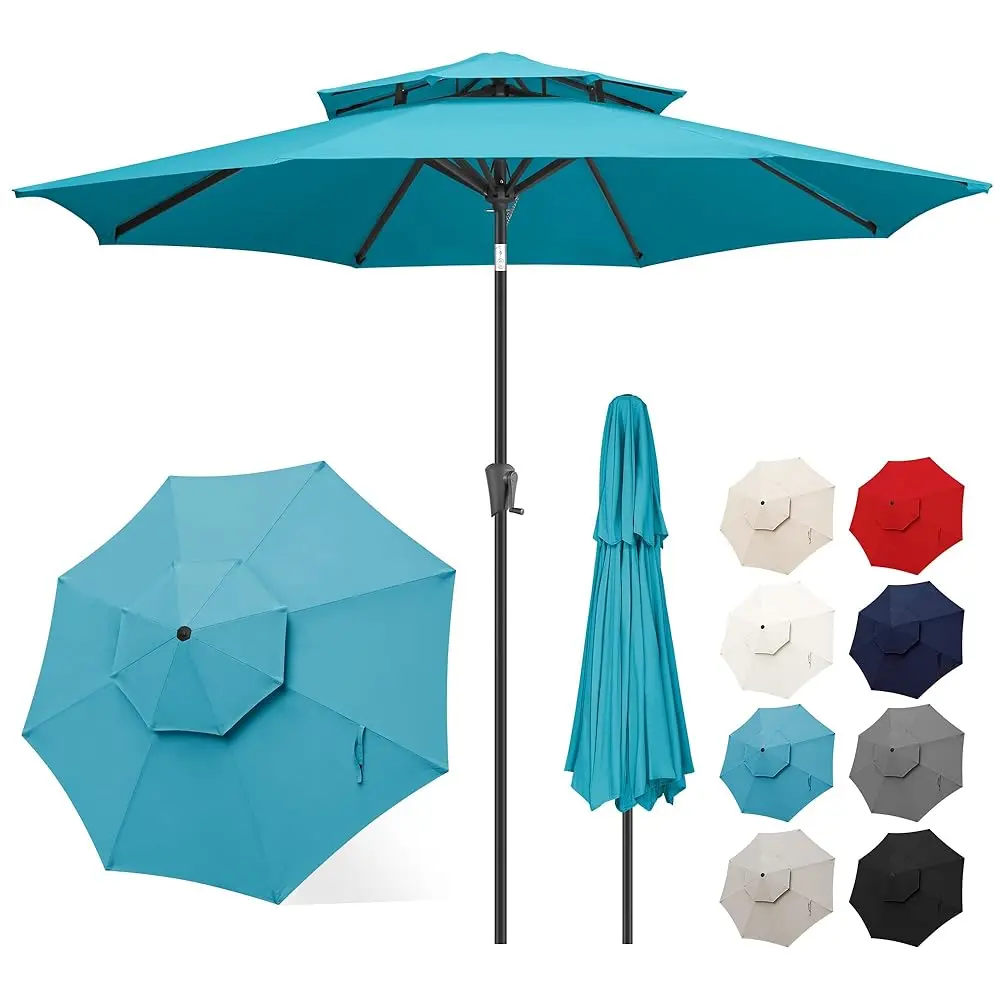 9Ft Patio Umbrella - 2 Tiers Outdoor Umbrella With Push Button Tilt And Crank For Uv Protection, Table Market Umbrella For
9Ft Patio Umbrella - 2 Tiers Outdoor Umbrella With Push Button Tilt And Crank For Uv Protection, Table Market Umbrella For
