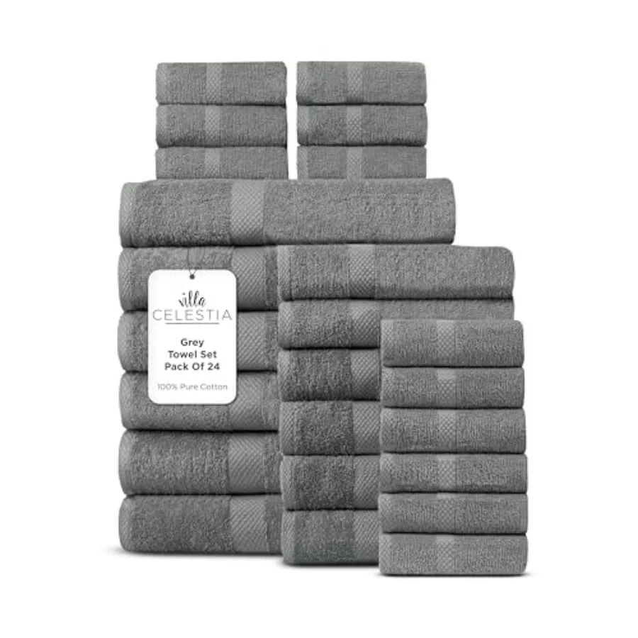 Hotel Spa Use 100 Combed Cotton Bath Towel Set of 24 in Grey: 6 Bath Towels, 6 Hand Towels, 12 Wash Cloths Sustainable, Ultra-S
Hotel Spa Use 100 Combed Cotton Bath Towel Set of 24 in Grey: 6 Bath Towels, 6 Hand Towels, 12 Wash Cloths Sustainable, Ultra-S