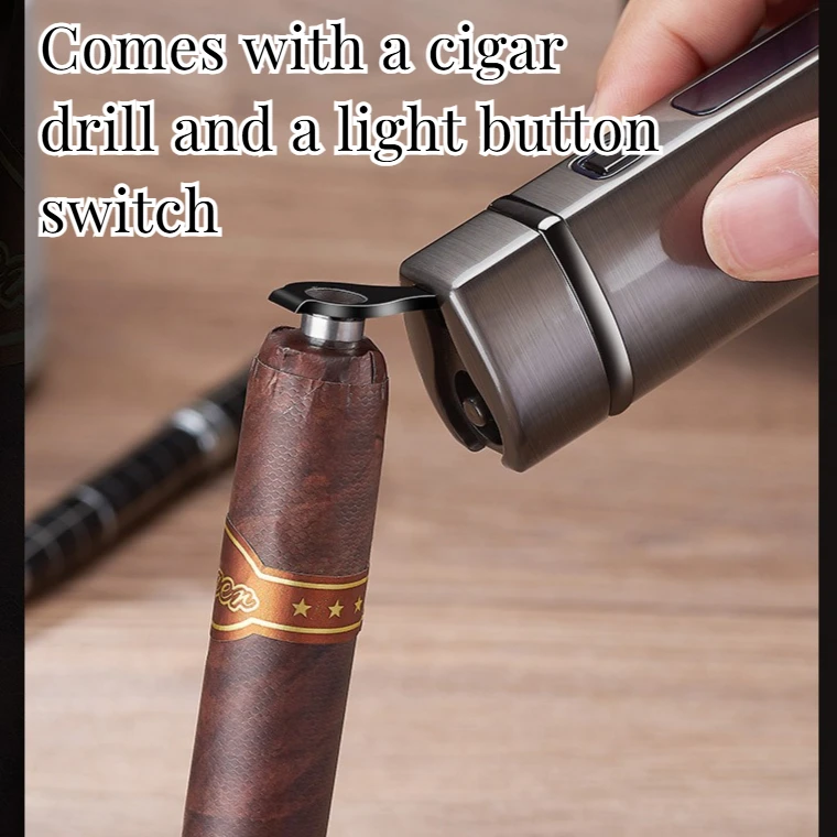 NEW High-quality Metal Windproof Three-flame Rechargeable Lighters with Cigar Holes High-end Men's Cigarettes and Gifts
NEW High-quality Metal Windproof Three-flame Rechargeable Lighters with Cigar Holes High-end Men's Cigarettes and Gifts