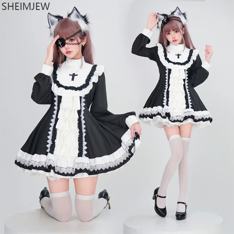 Gothic Cross Print Women's Lolita Black And White Dress Cosplay Elegant Cute Lolita Princess Bubble Skirt Stage Dress Costume
Gothic Cross Print Women's Lolita Black And White Dress Cosplay Elegant Cute Lolita Princess Bubble Skirt Stage Dress Costume