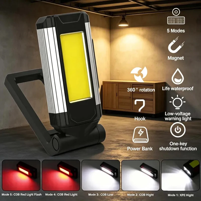 New COB Magnetic Work Lamp C-Type USB Rechargeable LED Flashlight Portable Camping Lamp Power Bank, Multi-Functional
New COB Magnetic Work Lamp C-Type USB Rechargeable LED Flashlight Portable Camping Lamp Power Bank, Multi-Functional