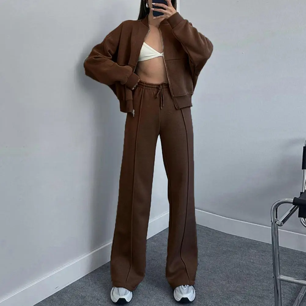 Women Loose Fit Suit Women's 2-piece Stand Collar Tracksuit Set with Zipper Closure Wide Leg Pants Long Sleeve Loose for Ladies
Women Loose Fit Suit Women's 2-piece Stand Collar Tracksuit Set with Zipper Closure Wide Leg Pants Long Sleeve Loose for Ladies