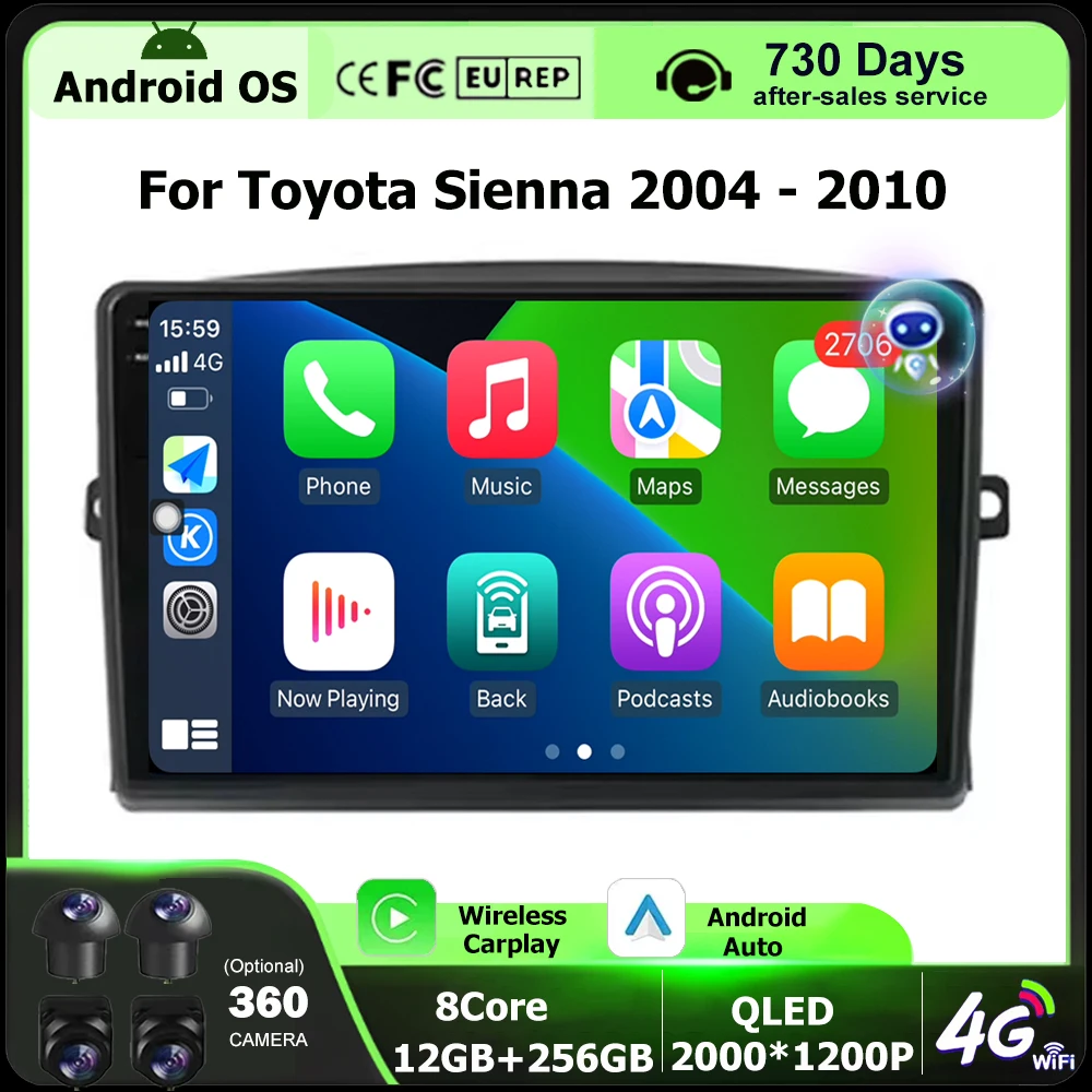 Android Auto For Toyota Sienna 2004-2010 Car Radio Multimedia Video Player GPS Navigation Stereo Wireless Carplay 4G BT DSP 9''
Android Auto For Toyota Sienna 2004-2010 Car Radio Multimedia Video Player GPS Navigation Stereo Wireless Carplay 4G BT DSP 9''