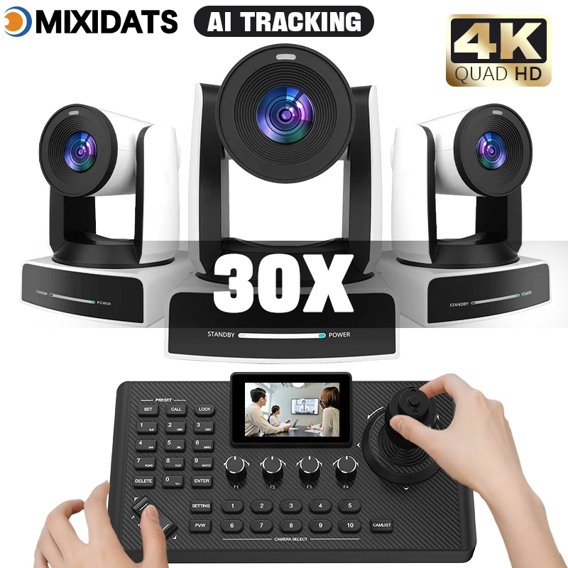 4K60fps PTZ Camera 30X Zoom NDI SDI HDMI IP USB POE Video Conference Camera Kit 1pc PTZ camera Controller for Video 1-6pcs
4K60fps PTZ Camera 30X Zoom NDI SDI HDMI IP USB POE Video Conference Camera Kit 1pc PTZ camera Controller for Video 1-6pcs