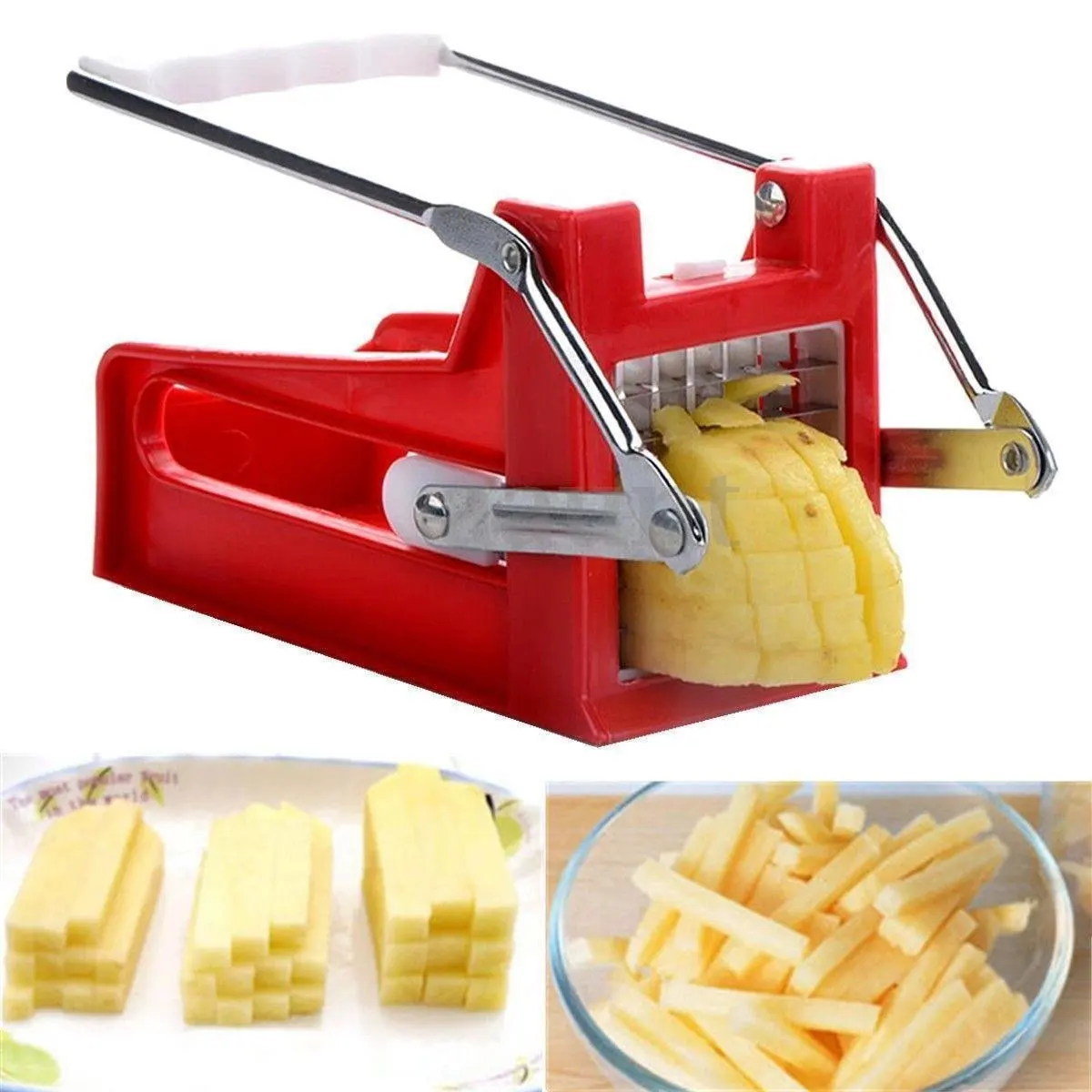 Stainless Steel French Fry Cutter Potato Vegetable Slicer Chopper Dicer 2 Blades
Stainless Steel French Fry Cutter Potato Vegetable Slicer Chopper Dicer 2 Blades