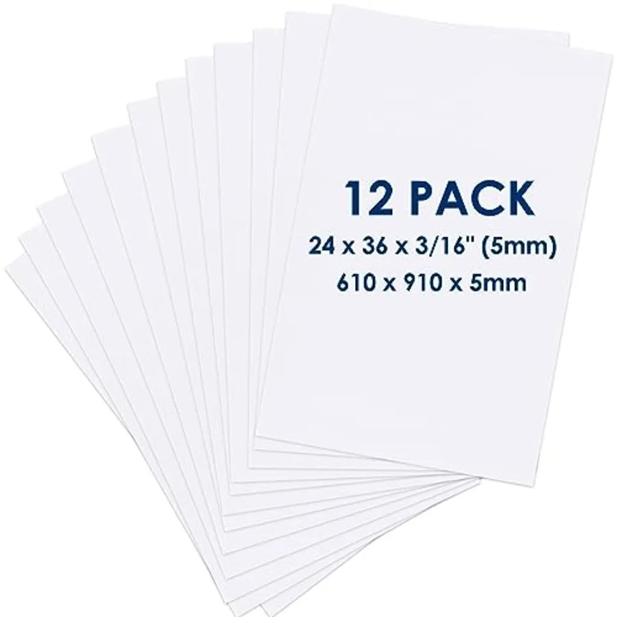 Foam Board 24 x 36 x 3/16" 5mm - 12 Pack - White Poster Board, Acid Free, Double Sided, Rigid, Sign Board Foamboard for Mountin
Foam Board 24 x 36 x 3/16" 5mm - 12 Pack - White Poster Board, Acid Free, Double Sided, Rigid, Sign Board Foamboard for Mountin