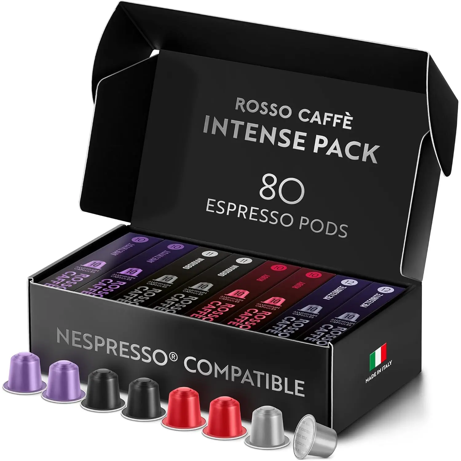 80 Intense Espresso Pods for Nespresso Original Machines - Dark Roast, 4 Robust Flavors, Made in Italy
80 Intense Espresso Pods for Nespresso Original Machines - Dark Roast, 4 Robust Flavors, Made in Italy