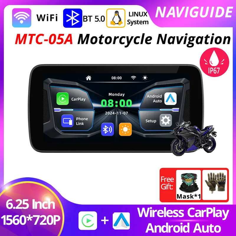NAVIGUIDE 5-дюймовый MTC-05A Carplay экран портативный мотоцикл Android Auto IP67 MOTO скорость навигации 1560*720 BT
NAVIGUIDE 5-дюймовый MTC-05A Carplay экран портативный мотоцикл Android Auto IP67 MOTO скорость навигации 1560*720 BT