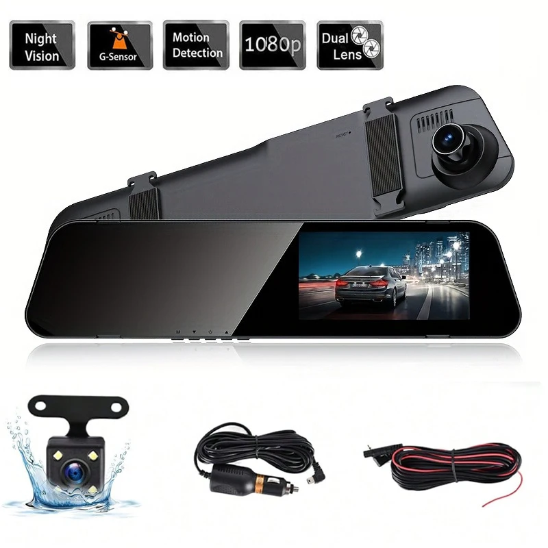 Dual Camera Dash Cam, Front/Rear Lenses, Rearview Mirror Cam, 64GB Card, Infrared Night Vision, Wide Angle, Loop Recording
Dual Camera Dash Cam, Front/Rear Lenses, Rearview Mirror Cam, 64GB Card, Infrared Night Vision, Wide Angle, Loop Recording