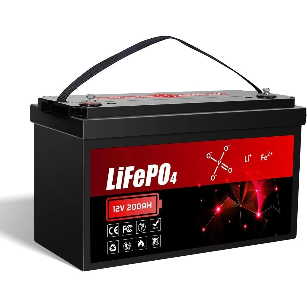 12.8V 200Ah LiFePO4 Battery, Rechargeable Lithium Battery Built-in 200A BMS, 15000 Deep Cycles, 2560W Power Output
12.8V 200Ah LiFePO4 Battery, Rechargeable Lithium Battery Built-in 200A BMS, 15000 Deep Cycles, 2560W Power Output