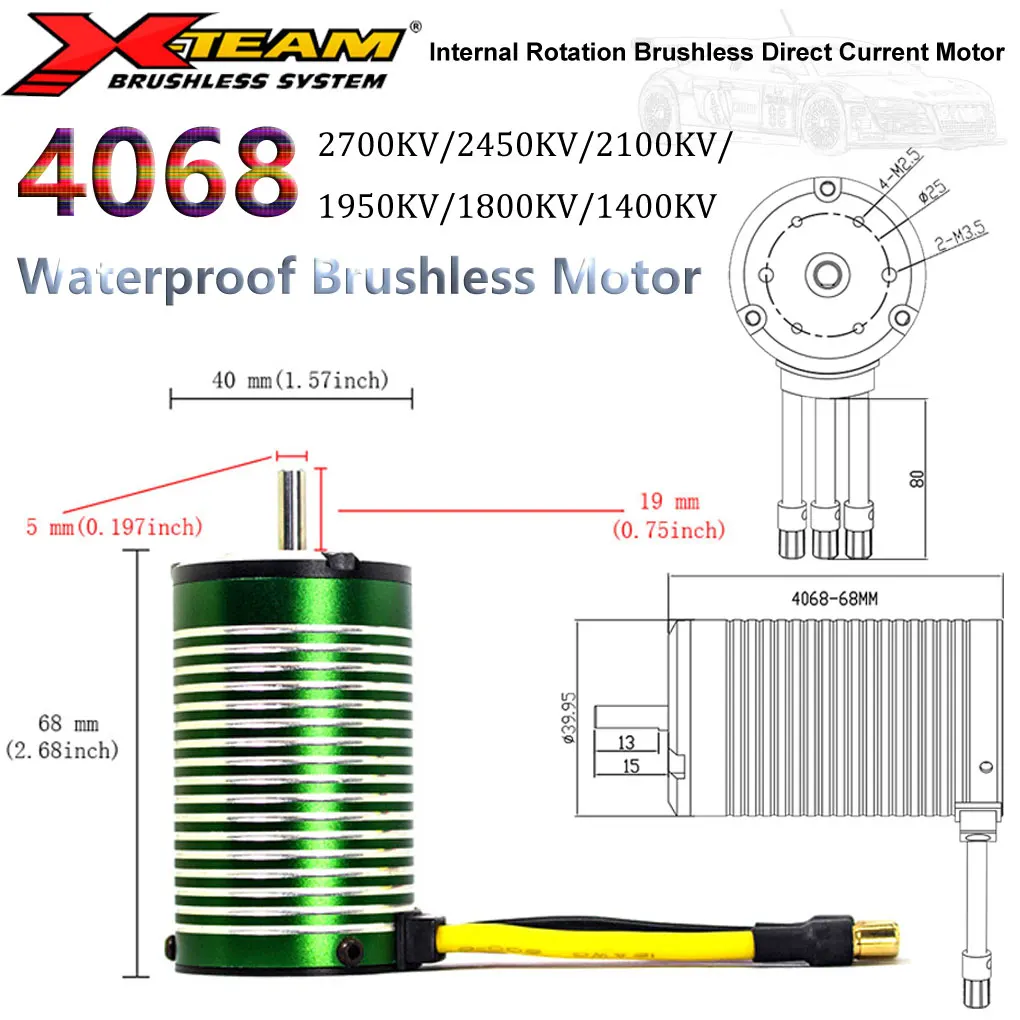 X-Team 4068 Waterproof 2700/2450/2100/1950/1800/1400KV Brushless Motor for 1/8 Traxxas WLtoys RC Drift Racing Off-Road Buggy Car
X-Team 4068 Waterproof 2700/2450/2100/1950/1800/1400KV Brushless Motor for 1/8 Traxxas WLtoys RC Drift Racing Off-Road Buggy Car