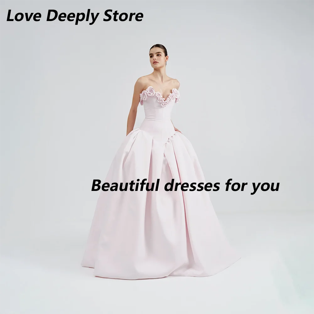 Elegant Pink Evening Dress Customized Strapless V-Neck Pleat Flowers Satin A Line Prom Gown Floor Length Formal Party Dresses
Elegant Pink Evening Dress Customized Strapless V-Neck Pleat Flowers Satin A Line Prom Gown Floor Length Formal Party Dresses