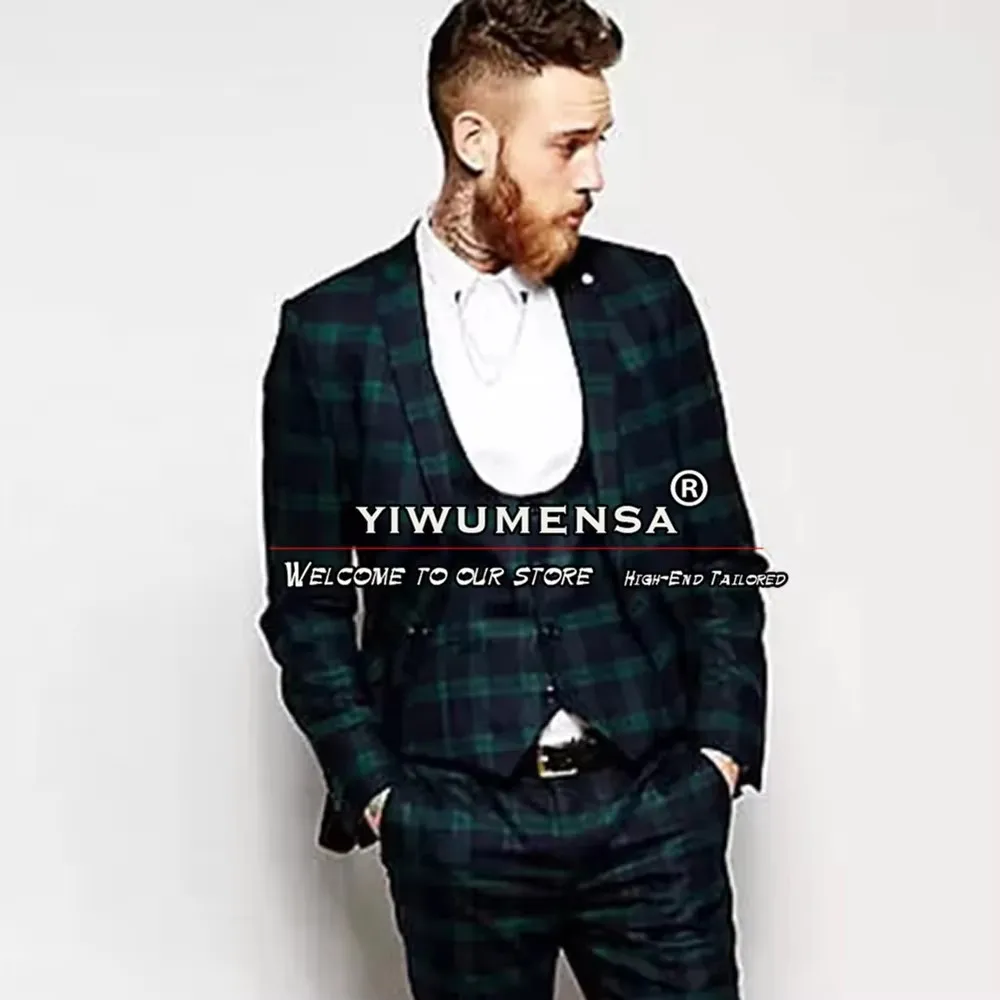 Classic Business Suits Men Slim Fit Green Plaid Check Prom Blazers Customized 3-Piece Set Dresses Formal Occasion Wedding Tuxedo
Classic Business Suits Men Slim Fit Green Plaid Check Prom Blazers Customized 3-Piece Set Dresses Formal Occasion Wedding Tuxedo