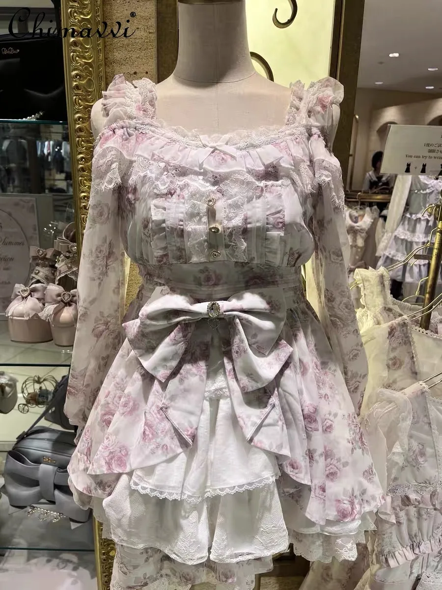 Japanese Liz Dress Sets Sweet Ruffled Lace Lace-Up Mass-Produced Rose Ribbon Top Skirt Set Princess Girls Women Lolita Sets
Japanese Liz Dress Sets Sweet Ruffled Lace Lace-Up Mass-Produced Rose Ribbon Top Skirt Set Princess Girls Women Lolita Sets
