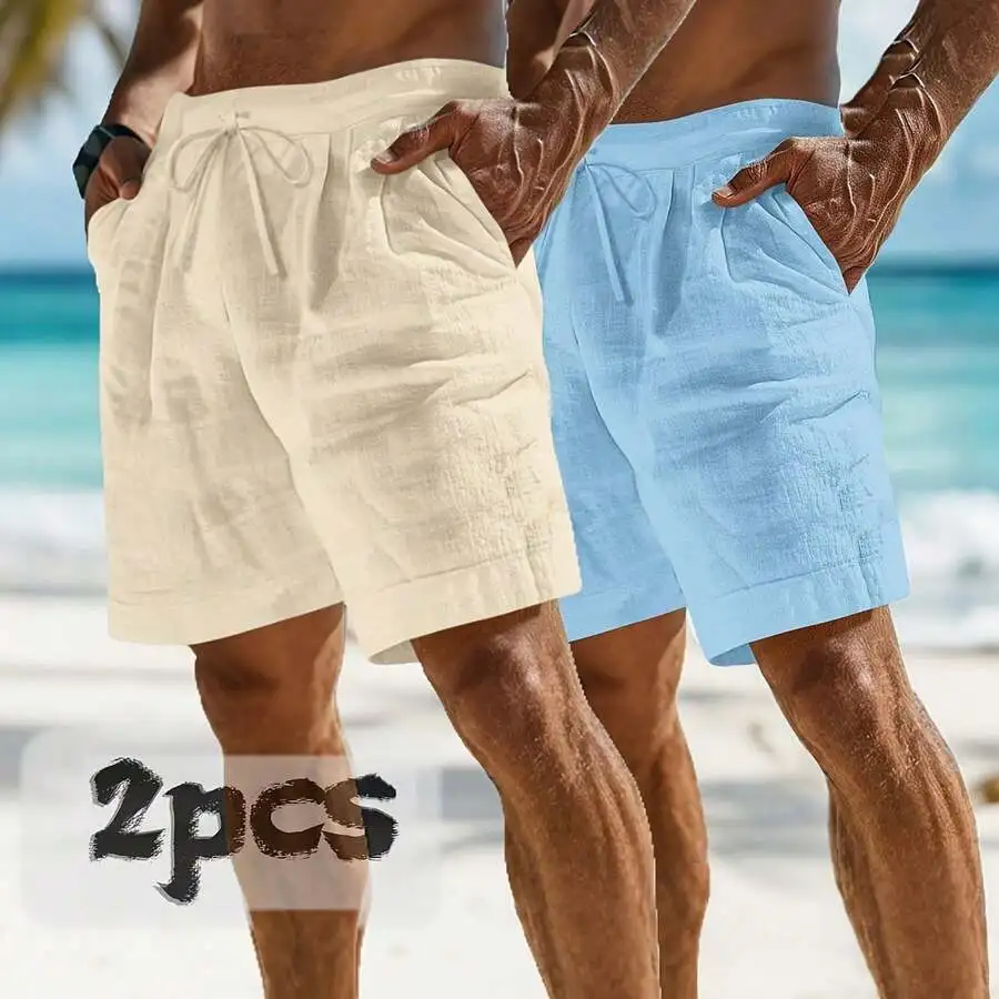 2pcs Mens Linen Shorts Casual Comfortable With Pockets Drawstring Waist For Summer Beach Leisure
2pcs Mens Linen Shorts Casual Comfortable With Pockets Drawstring Waist For Summer Beach Leisure