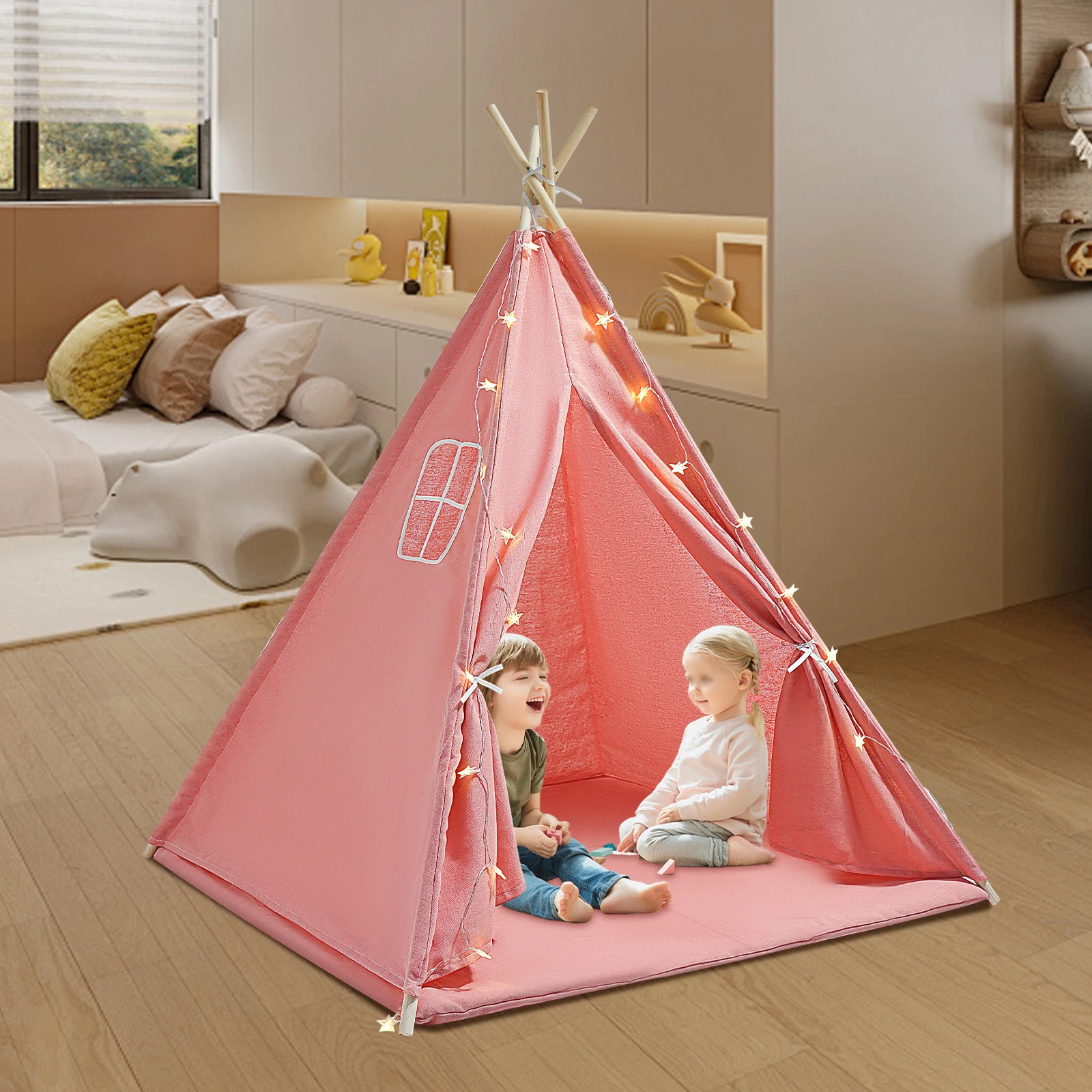 Pink Tent for Kids(47.2x47.2x55.1in)—Cotton&Linen(Tear-Resistant), 3m Star Light, Soft Mat, Folds Easy, Fits 1-3 Kids(Ages1-12)
Pink Tent for Kids(47.2x47.2x55.1in)—Cotton&Linen(Tear-Resistant), 3m Star Light, Soft Mat, Folds Easy, Fits 1-3 Kids(Ages1-12)