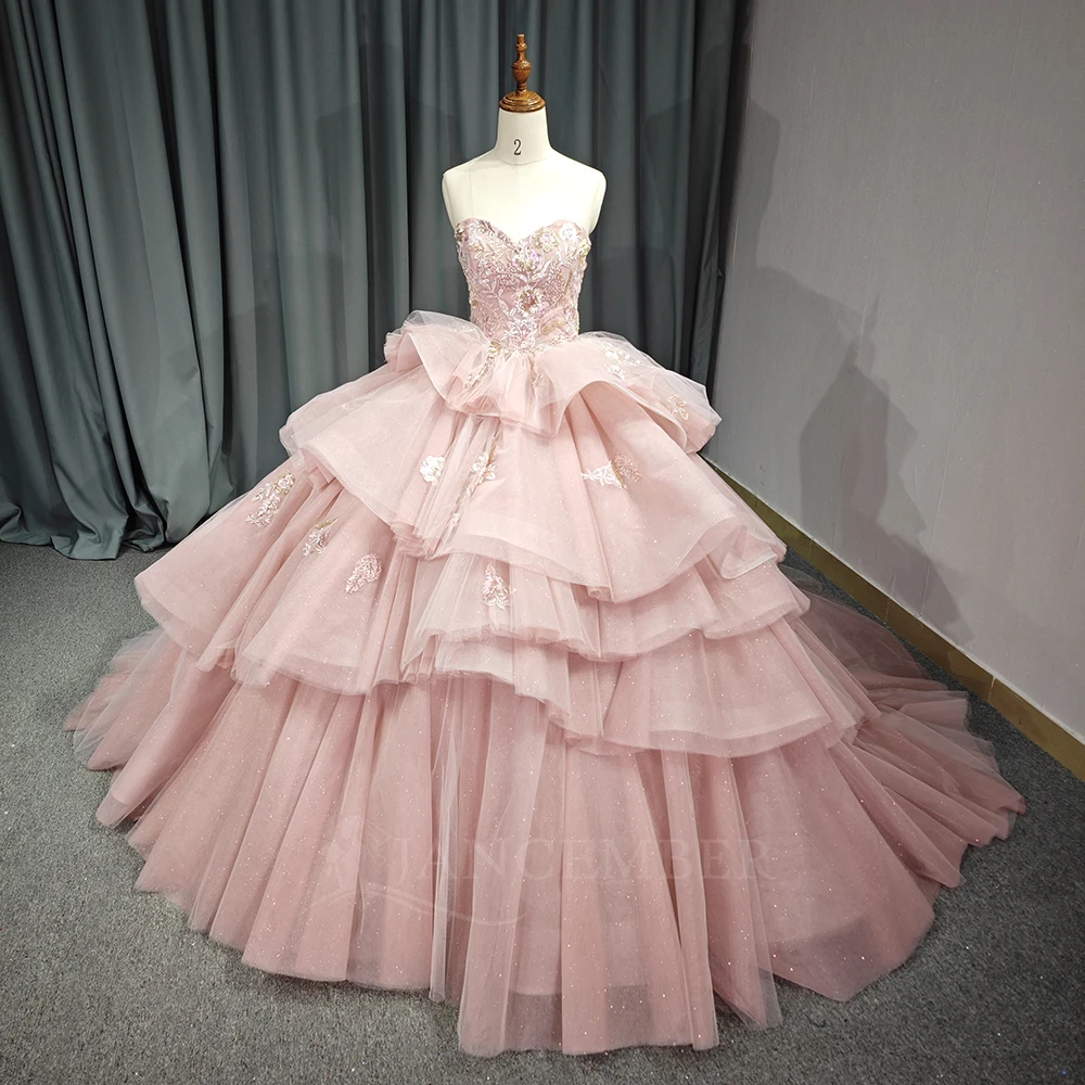 Gorgeous Pink Decoration Quinceanera Dresses Floor-length Ball Gown Customized Strapless vestidos de 15 quinceañeras Tiered
Gorgeous Pink Decoration Quinceanera Dresses Floor-length Ball Gown Customized Strapless vestidos de 15 quinceañeras Tiered