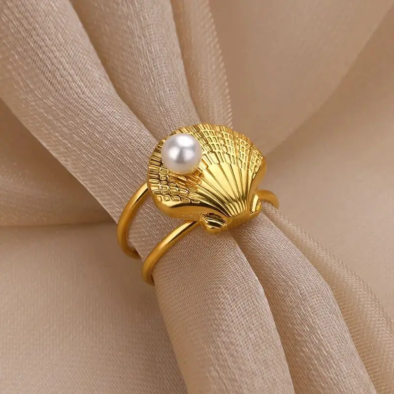 Stainless Steel Shell Rings for Women Gold Color Adjustable Pearl Shell Double Layer Ring Aesthetic Vintage Waterproof Jewelry
Stainless Steel Shell Rings for Women Gold Color Adjustable Pearl Shell Double Layer Ring Aesthetic Vintage Waterproof Jewelry