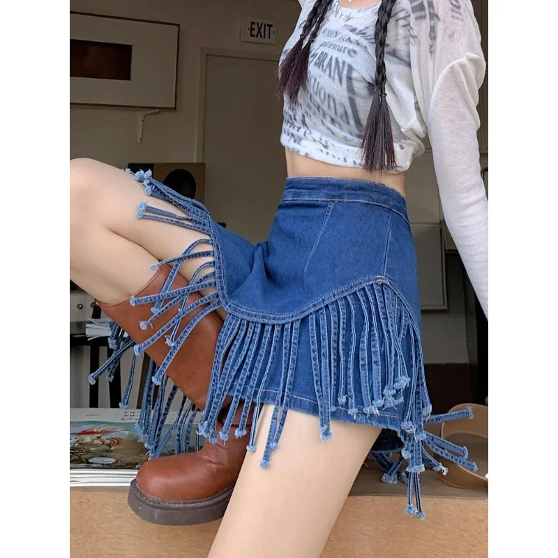 【 Shop Sales 】 Blue Tide Brand Half Skirt Female Summer New High Waist Fringe Skirt Design A Line Package Hip Denim Short Skirt
【 Shop Sales 】 Blue Tide Brand Half Skirt Female Summer New High Waist Fringe Skirt Design A Line Package Hip Denim Short Skirt