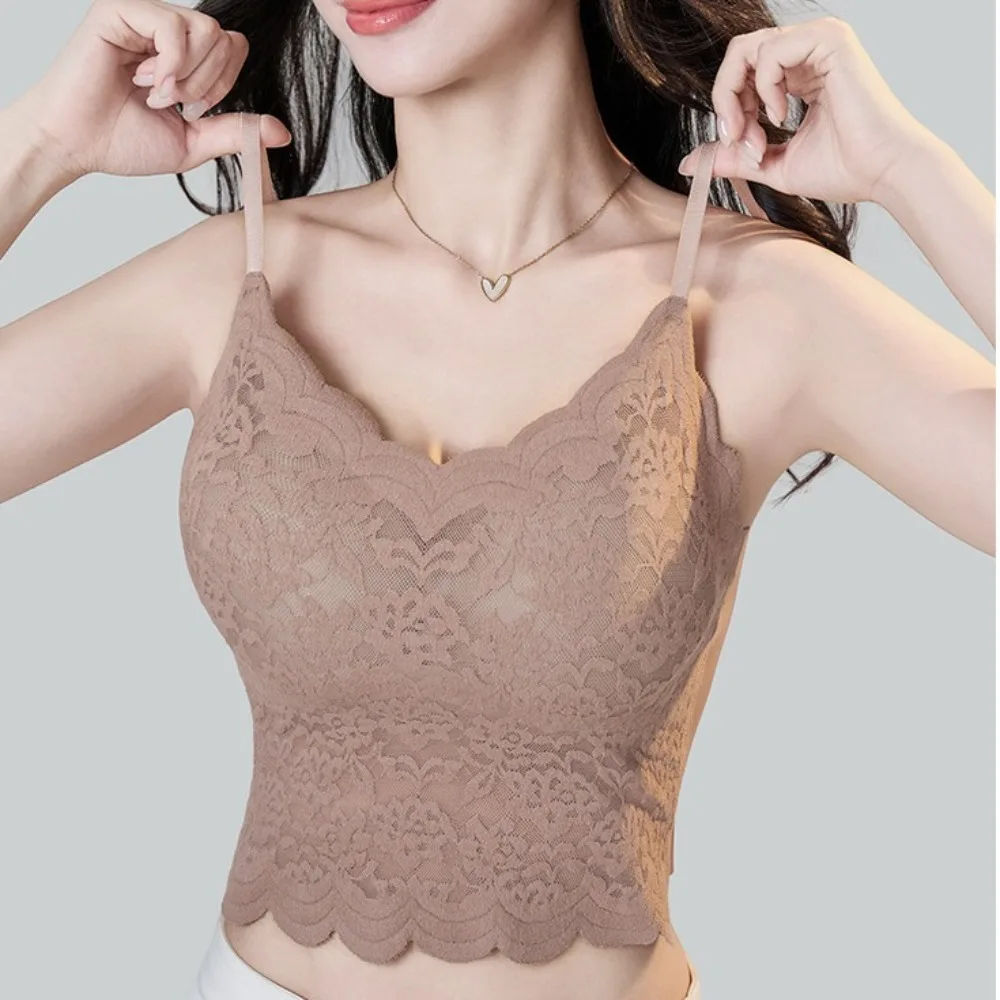 Breathable With Chest Cushion Ice Silk Lace Camisole Solid Color Slim Fit Ice Silk Corset Non Trace Tanks Crop Tops Travel
Breathable With Chest Cushion Ice Silk Lace Camisole Solid Color Slim Fit Ice Silk Corset Non Trace Tanks Crop Tops Travel