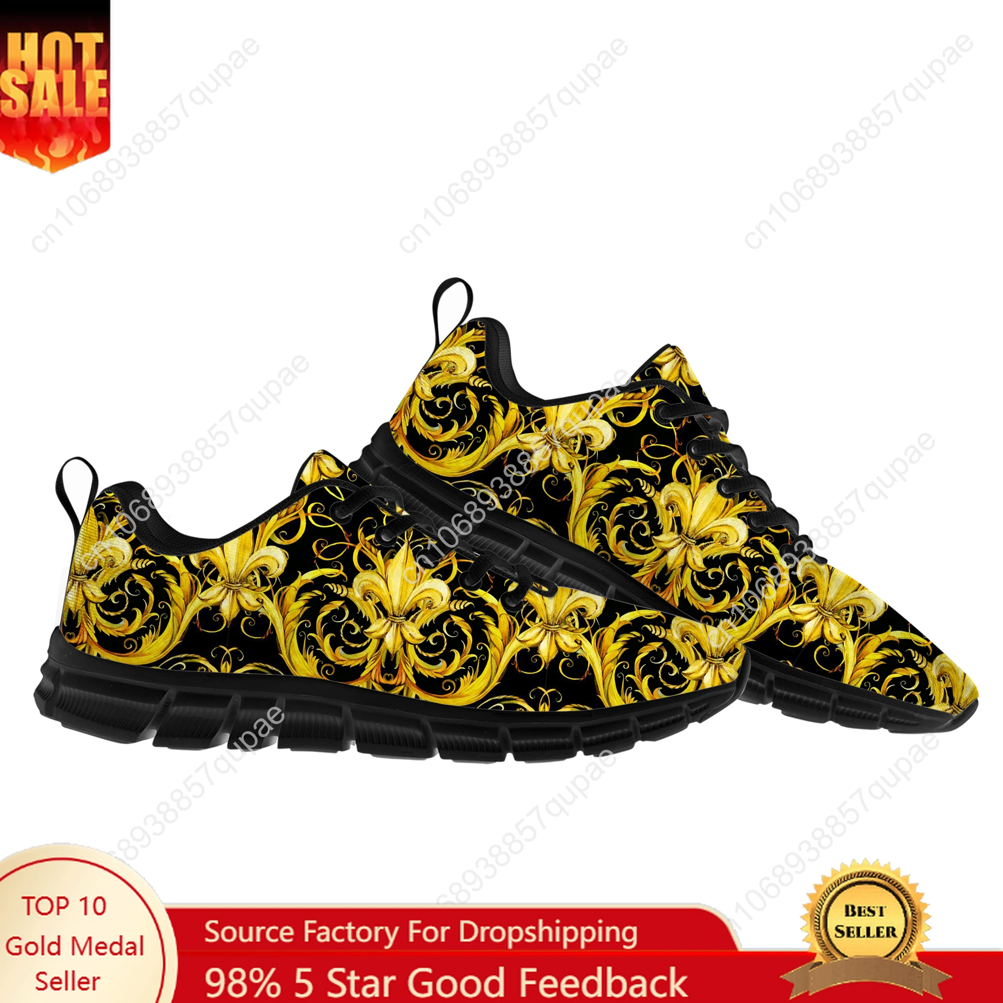 Baroque Gold European floral pattern Sports Shoes Mens Womens Children Sneakers Fashion Casual Hiking Sneaker Custom Built Shoes
Baroque Gold European floral pattern Sports Shoes Mens Womens Children Sneakers Fashion Casual Hiking Sneaker Custom Built Shoes