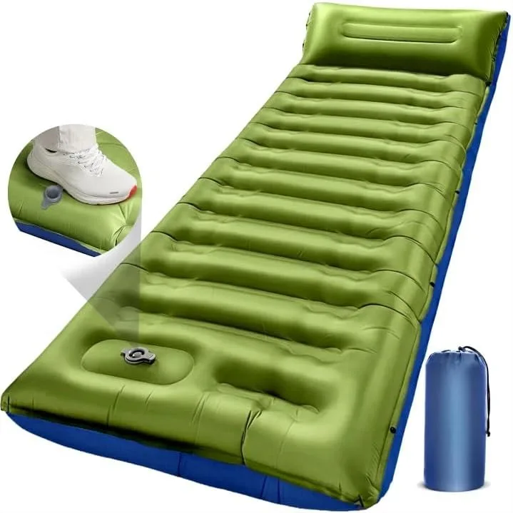 Extra Thick Camping Sleeping Pad with Built-in Pillow & Foot Pump, Ultralight Inflatable Air Mattress for Backpacking Hiking
Extra Thick Camping Sleeping Pad with Built-in Pillow & Foot Pump, Ultralight Inflatable Air Mattress for Backpacking Hiking