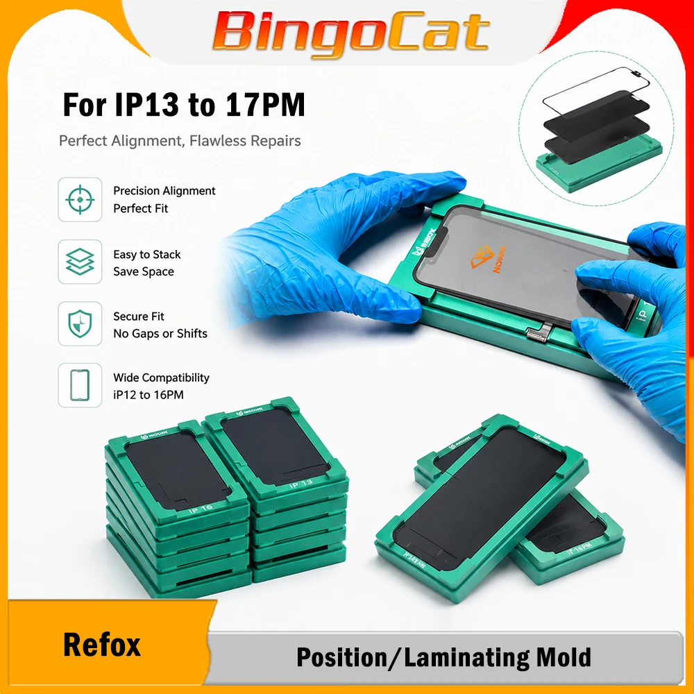 Refox LCD Screen OCA Alignment Laminating Mold Position for iPhone 17 17Pro 16 15 14 13 Pro max Plus Laminate Refurshbish epair
Refox LCD Screen OCA Alignment Laminating Mold Position for iPhone 17 17Pro 16 15 14 13 Pro max Plus Laminate Refurshbish epair