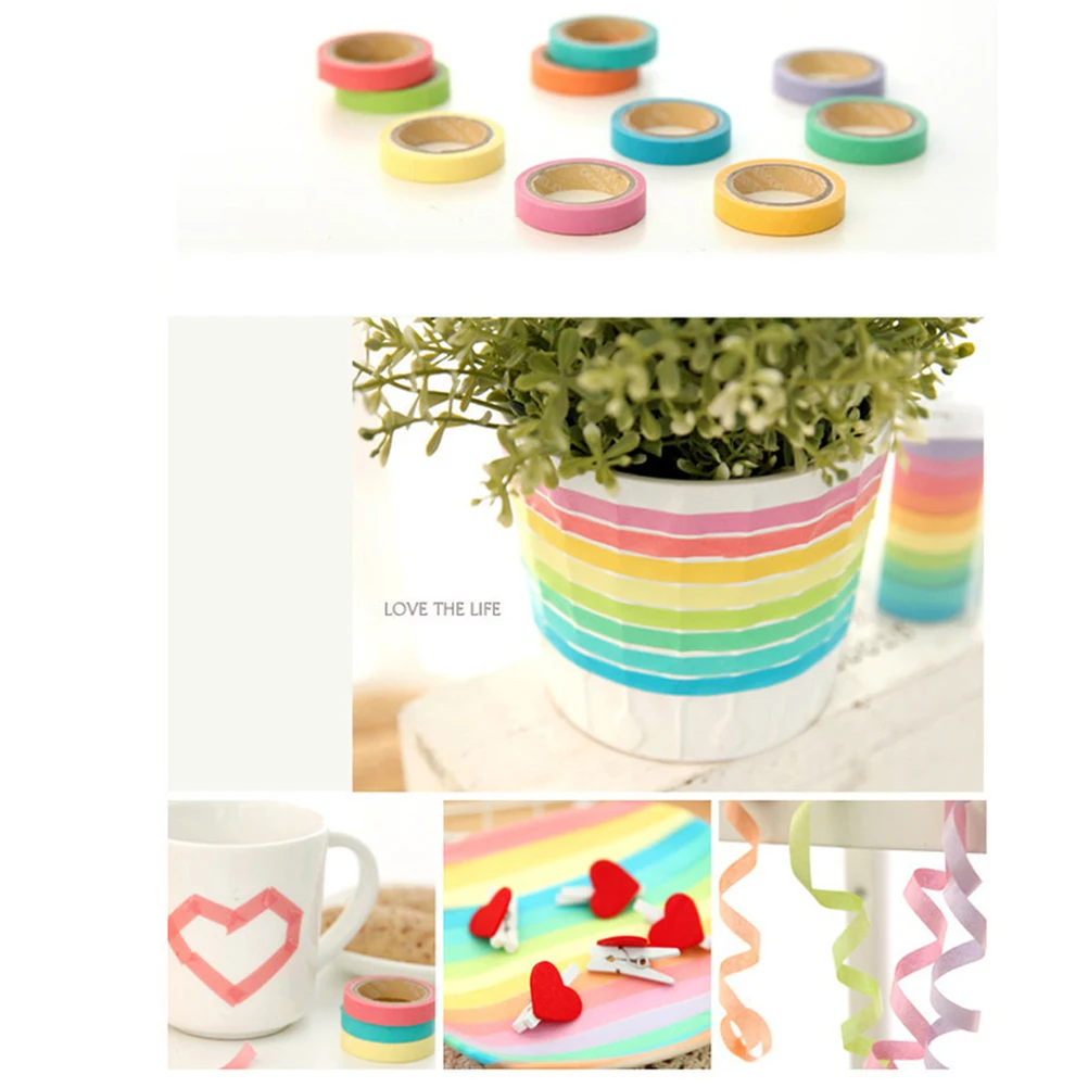 10 Rolls Rainbow Color Washi Tape Set 5x07x07cm Vibrant Decorative Crafting Gift DIY Supplies Colored Adhesive Thin Art
10 Rolls Rainbow Color Washi Tape Set 5x07x07cm Vibrant Decorative Crafting Gift DIY Supplies Colored Adhesive Thin Art