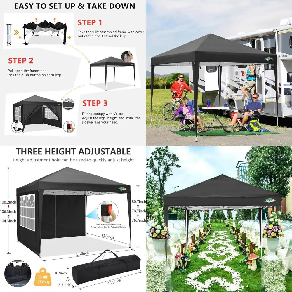 10x10 Waterproof Canopy with Removable Sides, UPF 50+, Portable Outdoor Shelter for Events and Beach Use
10x10 Waterproof Canopy with Removable Sides, UPF 50+, Portable Outdoor Shelter for Events and Beach Use