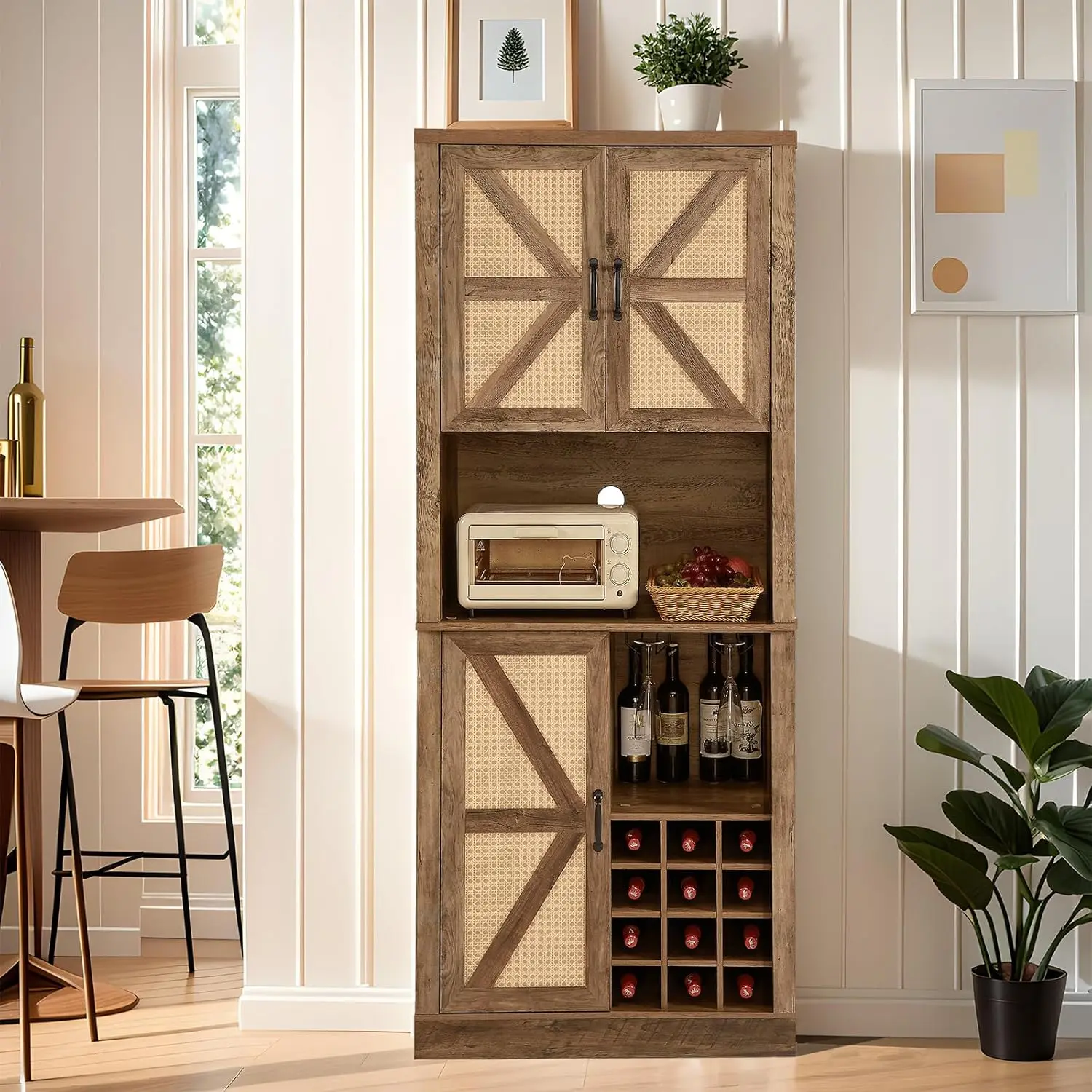 Rustic Oak Liquor Cabinet Farmhouse Style Hutc Wine Bar with Wine Rack Entry Storage
Rustic Oak Liquor Cabinet Farmhouse Style Hutc Wine Bar with Wine Rack Entry Storage
