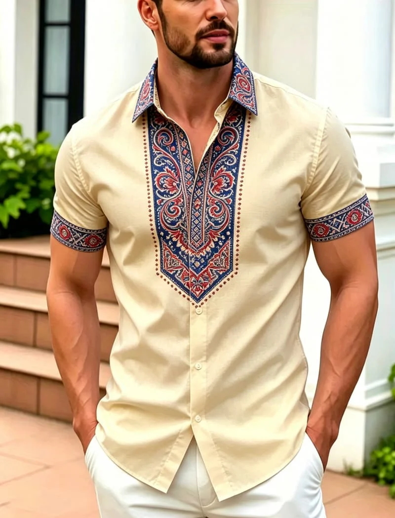 Men's Bohemian Printed Short Sleeved shirt, Suitable For Summer wear, Casual activities, And Versatile Tribal Style
Men's Bohemian Printed Short Sleeved shirt, Suitable For Summer wear, Casual activities, And Versatile Tribal Style