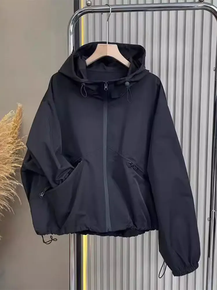 Bla Workwear Sle Zipper Jaet Women's Spring Autumn New Faion Outerwear Coat Long Sve Hooded Casual Commute Sle
Bla Workwear Sle Zipper Jaet Women's Spring Autumn New Faion Outerwear Coat Long Sve Hooded Casual Commute Sle