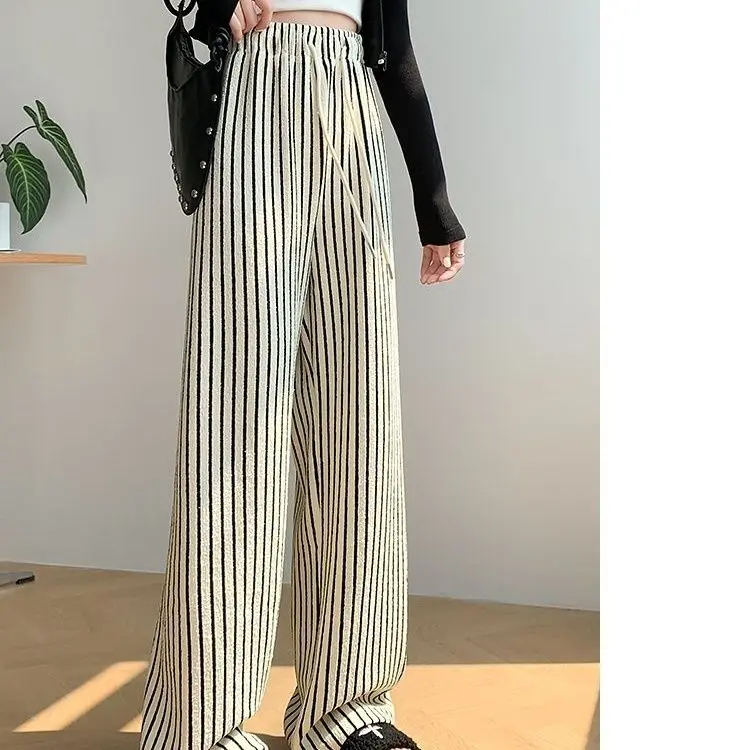 2024 Autumn Winter Women Fashion Striped Pockets Pants Female Elastic Waist Wide-leg Pants Ladies Loose Casual Trousers T702
2024 Autumn Winter Women Fashion Striped Pockets Pants Female Elastic Waist Wide-leg Pants Ladies Loose Casual Trousers T702