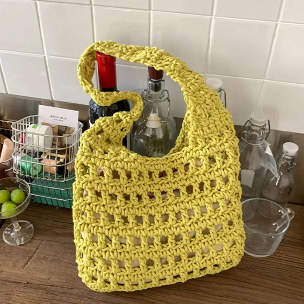 Korean Style Hollow Out Knitted Weave Bag Braided Solid Color Crochet Tote Bag Vacation Style Handbag Knitted Shoulder Bag
Korean Style Hollow Out Knitted Weave Bag Braided Solid Color Crochet Tote Bag Vacation Style Handbag Knitted Shoulder Bag
