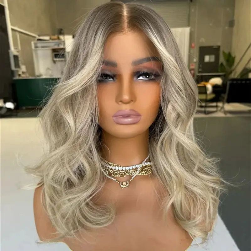 Glueless Wigs Ombre Ash Blonde Lace Front Wig Heat Resistant Fibre Body Wave Wig Cosplay Party Wigs Natural Preplucked Hairline 
Glueless Wigs Ombre Ash Blonde Lace Front Wig Heat Resistant Fibre Body Wave Wig Cosplay Party Wigs Natural Preplucked Hairline